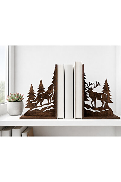 ROKH 🐺   Wolf & Deer Book Holder |   Nature-Inspired Mdf Bookshelf Decor |  ...