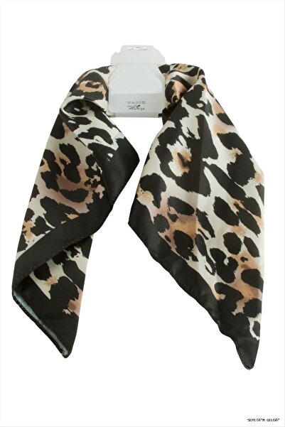 ZERO LAND Spt-Gld Leopard Patterned Zr Satin Scarf 50X50 (140300) cm Brown