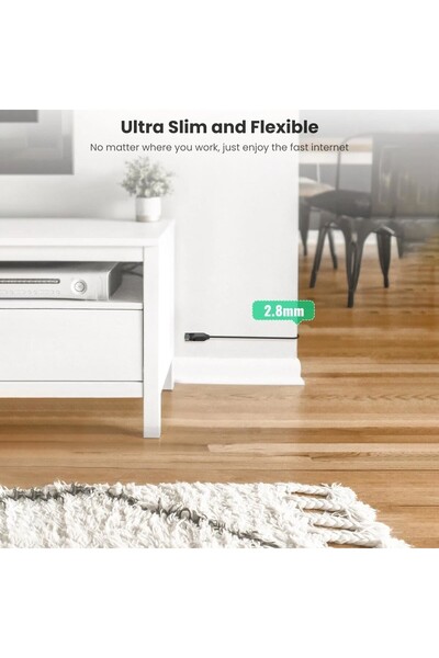 Ugreen Cat6A Slim 10Gbps Ethernet Kablosu, 8 metre