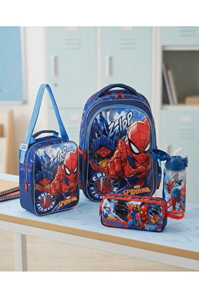 SPIDERMAN Premium Licensed School Bag Set: Primary School Bag + Lunchbox + Pe...