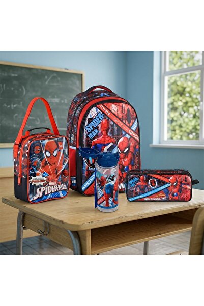 SPIDERMAN Premium Licensed School Bag Set: Primary School Bag + Lunch Box + P...