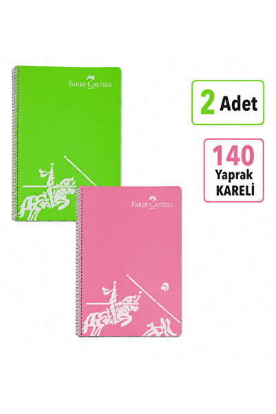 Faber Castell 2 Pcs Faber Notebook, Checkered, 140 Sheets, Plastic Cover, Spi...