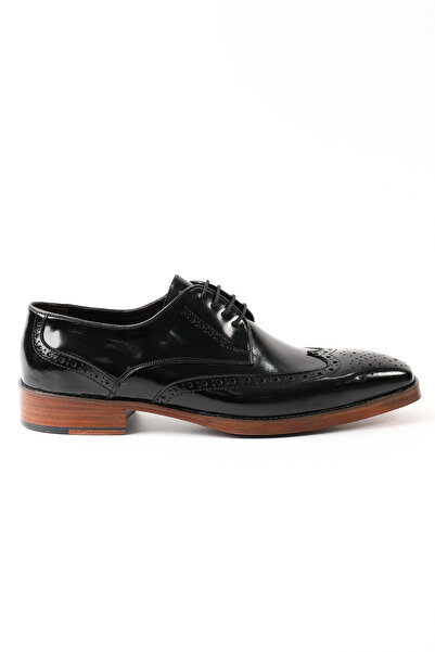 Tuna Black Genuine Leather Derby Model Men's Shoes - K556
