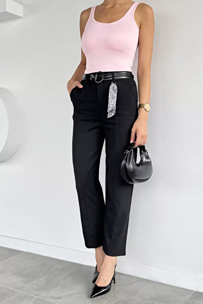 TOZLU Women's Belted Trousers with Accessory Detail