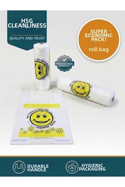HSG TEMİZLİK Smiling Face Printed Roll Bag Small