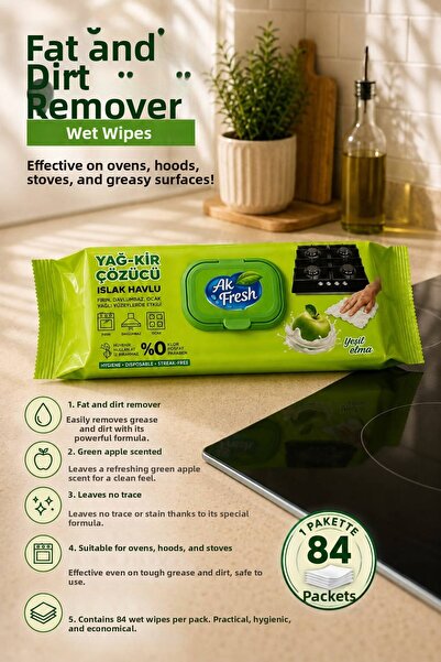 KEP Oil Dirt Dissolving Wet Towel Apple Scented 84 Sheets Oven Cooker Hood Cl...