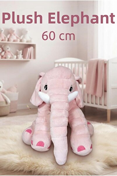 Tıfıl Toys Plush Pink Elephant 60 cm Cute and Comfortable: Plush Sleeping Pil...