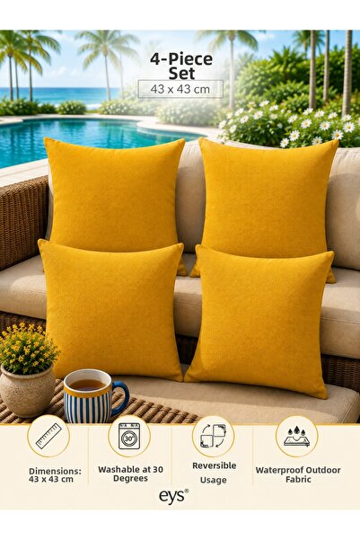 Eys Outdoor Waterproof Fabric Cushion Cover (43X43) 4-Piece Set