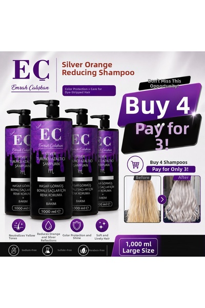 emrah çalışkan Eç Keratin-Infused Silver (Purple) Shampoo 1000 ml / Buy 4 Get 3