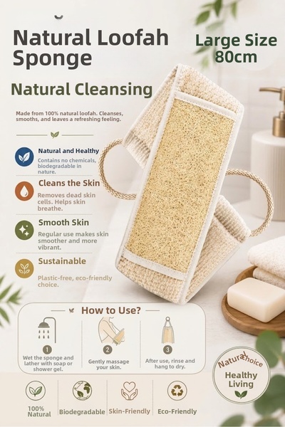 Neler Geldi Neler XL Size 80cm Long Loofah Pumpkin Back Scrubber Double Sided...