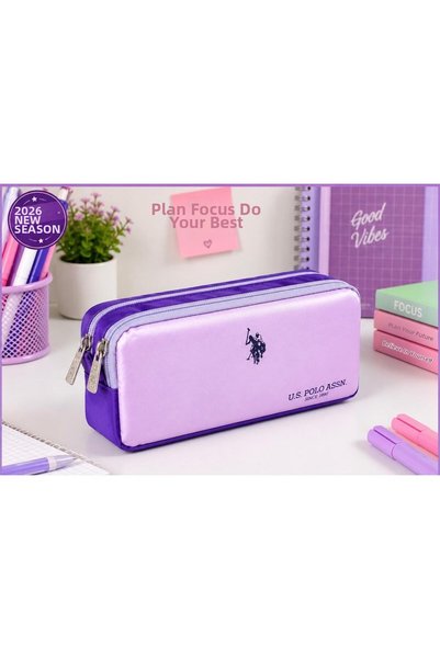 U.S. Polo Assn. Cutie pentru pixuri din satin cu două compartimente PLKLK