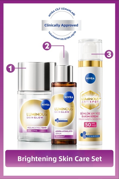 NIVEA كريم نهاري مضاد للعيوب SPF50 Luminous630، مصل ومنشط لتفتيح البشرة، مجمو...