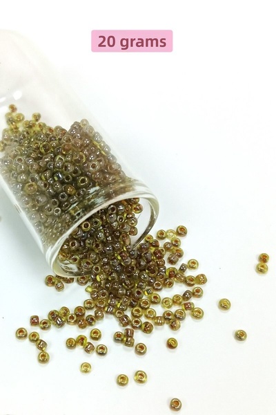 modi Bulk Glass Sand Beads (8/0) 3 mm - 20 Grams - Green Black - Bnc182