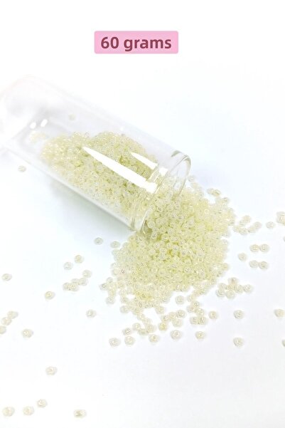 Generic Brand Bulk glass sand beads (11/0) 2 mm - 60 grams - cream - bnc047