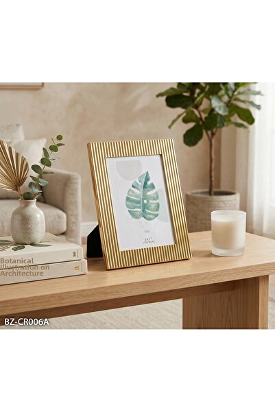Hinora Gold Metal Striped Patterned Decorative Photo and Picture Frame 5X7 13...