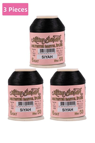 modi 3 Pieces of Gold Spike Needle and Lace Thread 20 Gr - No: Black