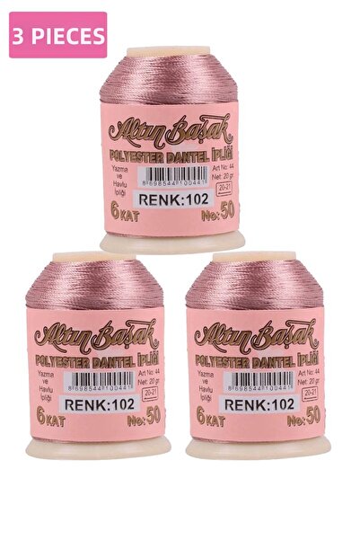 modi 3 Pieces of Gold Spike Needle and Lace Thread 20 Gr - No: 102