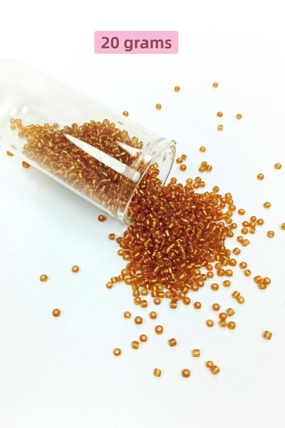 modi Cast glass sand beads (11/0) 2 mm - 20 grams - dark honey color - bnc035