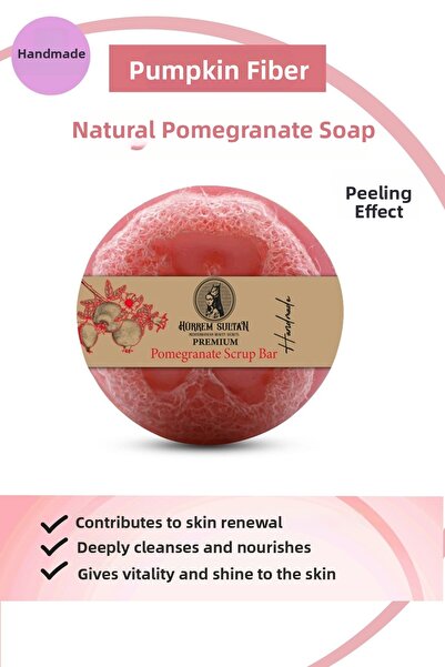 JASPER 7 Pack Natural Pumpkin Fiber Pomegranate Soap 130 Gr