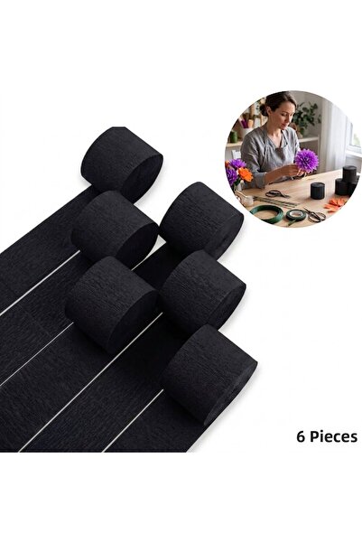 roco paper Black Stripe Crepe Paper Roll, Flower Making, Party, Craft Decorat...
