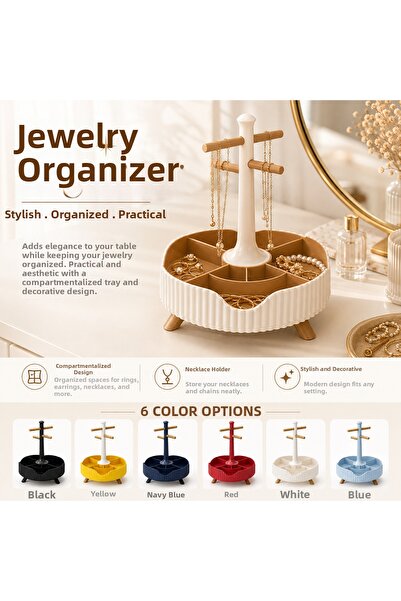 MYE TEKNOLOJİ Jewelry Organizer Jewelry Stand with Necklace Hanger Compartmen...