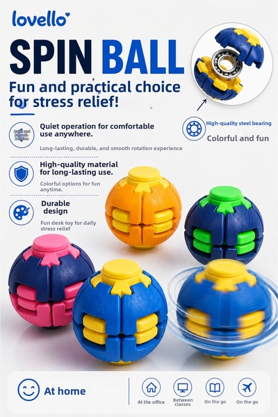 LOVELLO Kinetic Ball Sensory Toy Popspin Pressure Spinning Fun Ball Toy Color...