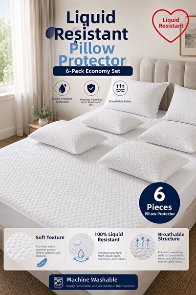 BlueMaison Daisy Liquid-Proof 6-Piece Pillow Mattress Cover Jacquard Woven 50X70