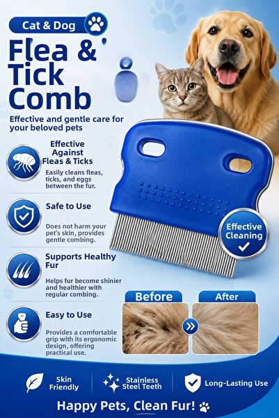 JASPER 6-Piece Colorful Cat Dog Lice Flea Comb Fine Toothed Comb Cleaning Com...