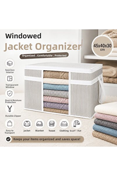 Trendhane Pencereli Kazak Hurcu 45X40X30 cm – Large Volume Storage Bag with Z...