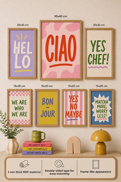 UNT 7-Piece Frame-Looking Modern Painting Set |   Retro & Pop Art |   Motivat...
