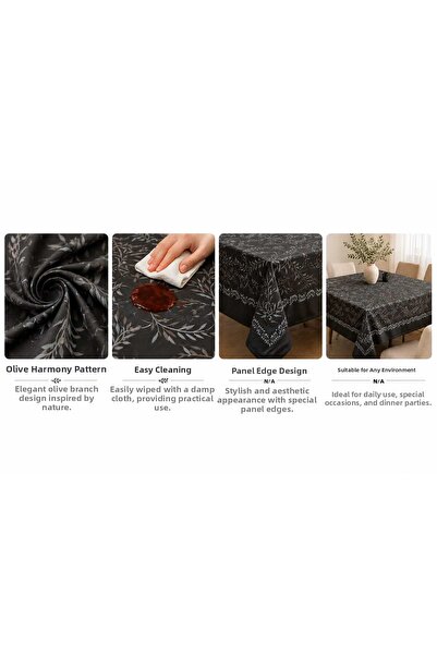 Magiclady Τραπεζομάντηλο Night Garden Pattern 150x150 cm Μαύρο Αδιάβροχο και ...