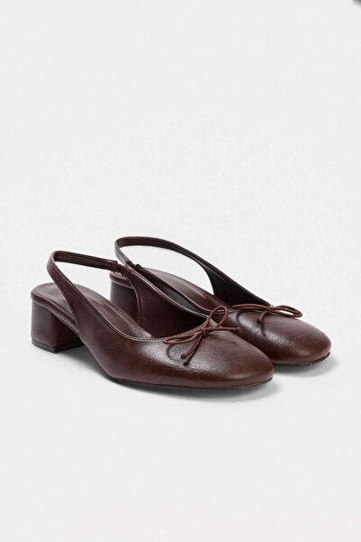 TRENDYOL SHOES Dark Brown Bowknot Women's Classic Heeled Shoes