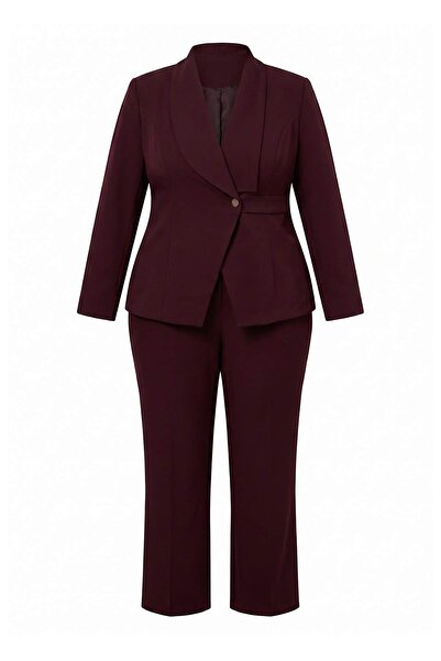 Trendyol Curve Purple Woven Plus Size Top and Bottom Set