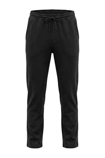 Trendyol Collection Black Cotton Elastic Waist Flexible Straight Knitted Men'...