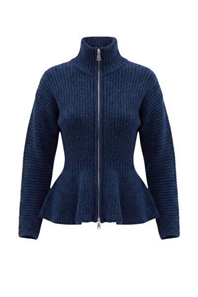 Trendyol Collection Wardrobe Essentials Navy Blue Soft Textured Peplum Detail...
