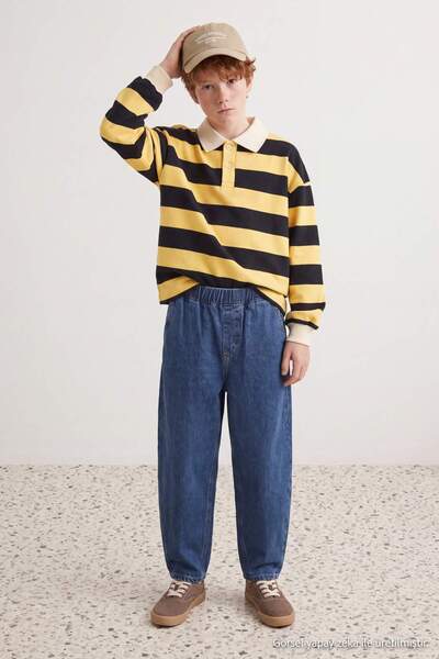 TRENDYOLKIDS Pantaloni din denim pentru băieți, albastru închis, 100% bumbac,...