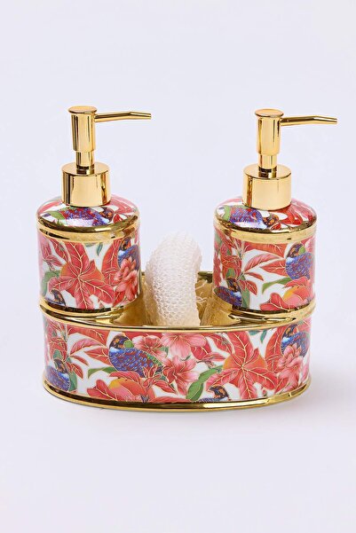 Drop by TrendyolMilla 2-dijelni dozator tečnog sapuna od porcelana sa cvetnim...
