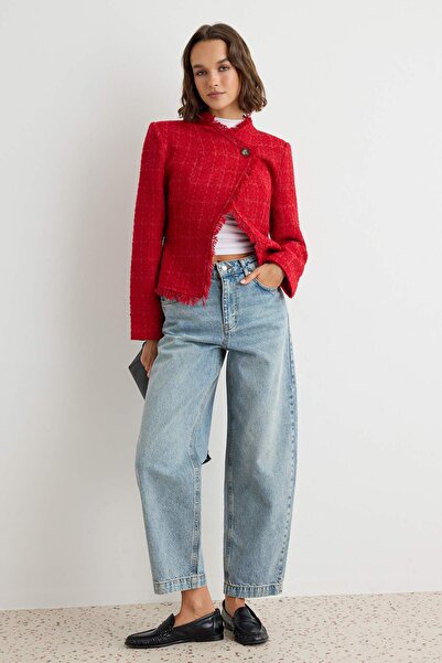 Trendyol Collection Light Blue 100% Cotton High Waist Barrel Jeans Twoaw27Je0...