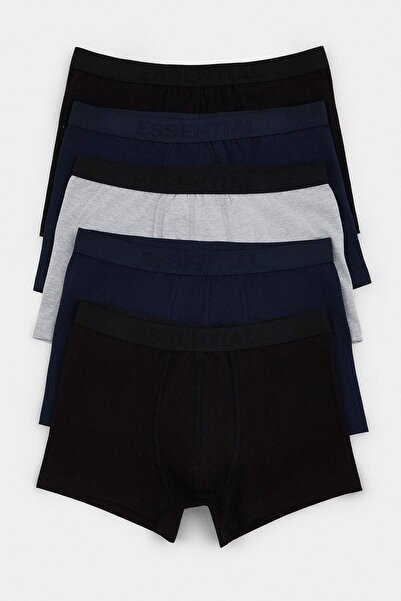 Trendyol Collection 2 Black 2 Navy Blue 1 Gray Melange 5-Pack Flexible Boxers...
