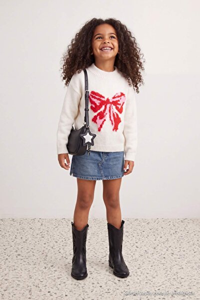 TRENDYOLKIDS Ecru Mädchenpullover TKDAW27KZ00004