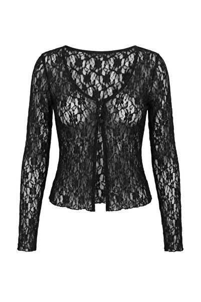 Trendyol Collection Black Plain Fitted/Body-Fitting Double Layered Pool Colla...