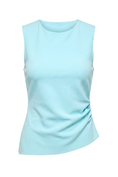 Trendyol Collection Mint Fitted/Body-Fitting Sleeveless Asymmetrical Knitted ...