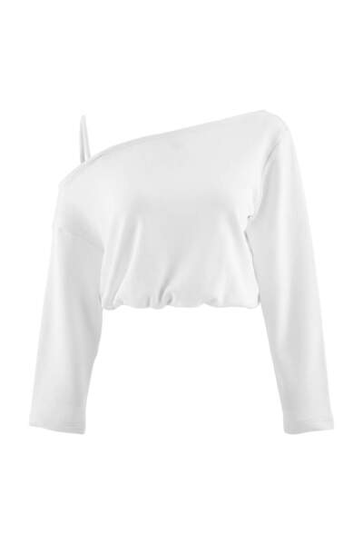 Trendyol Collection Ecru Shoulder Detail Asymmetric Collar Oversize/Wide Cut ...