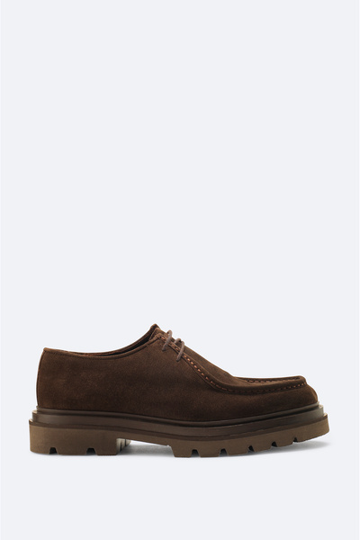 Avva Men's Brown 100% Suede Lace-Up Classic Shoes A42Y8007