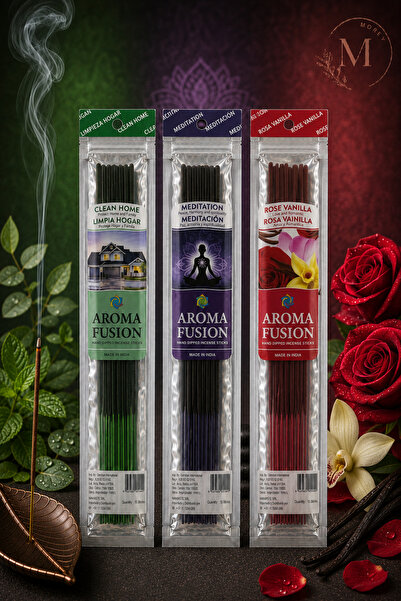 Aroma Fusion 45 Adet Organik Çubuk Tütsü 3 Paket (30 CM - 1 SAAT YANMA SÜRESİ)