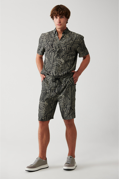 Avva Men's Mink 100% Viscose Side Pocket Lace up Waist Shorts A31Y3720