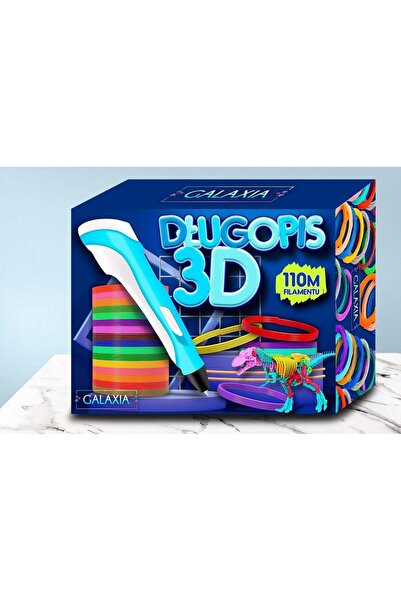 Generic 3D Pen Set with 110m PLA Filament and Templates, Blue/White
