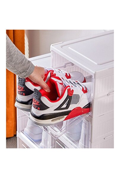 Generic Shoe Organizer with 6 Folding Drawers, Transparent Plastic, 105 cm