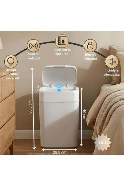 Generic Automatic Trash Can with Motion Sensor 18L, Odor-Resistant, Soft Clos...