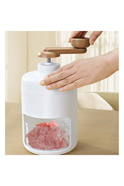 Generic Manual ice crusher with stainless steel blade, large container - White/Brown